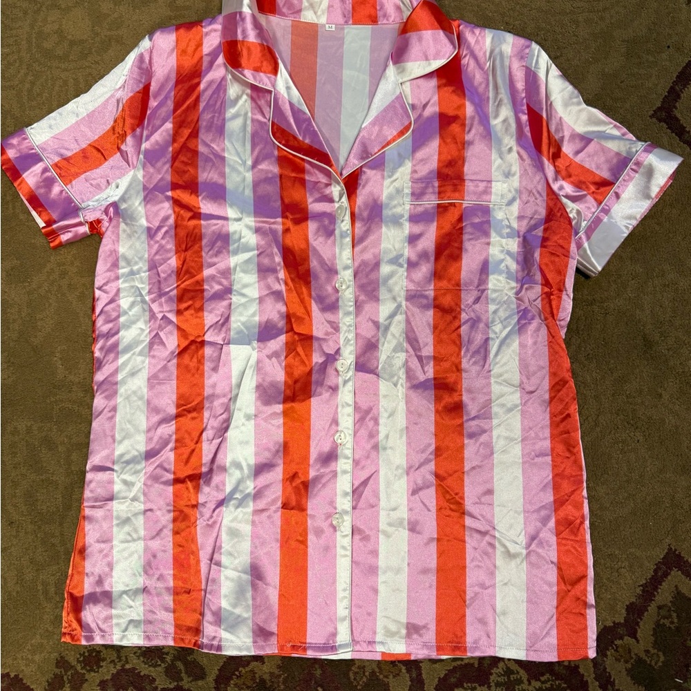 Striped Satin Pajama Top
